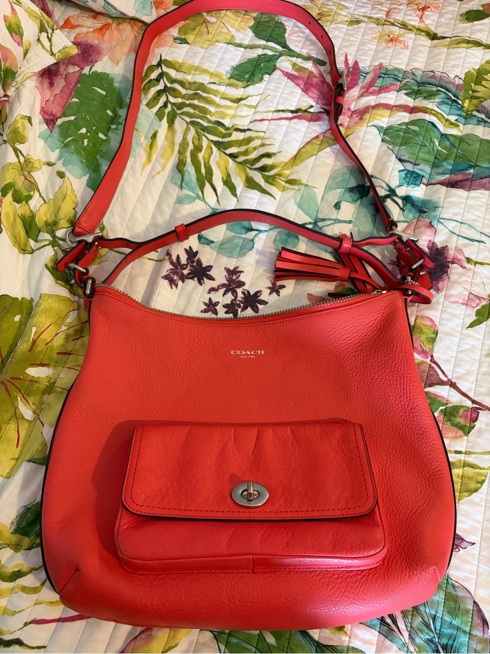 Coach Coral Leather Hobo Bag with Front Pocket